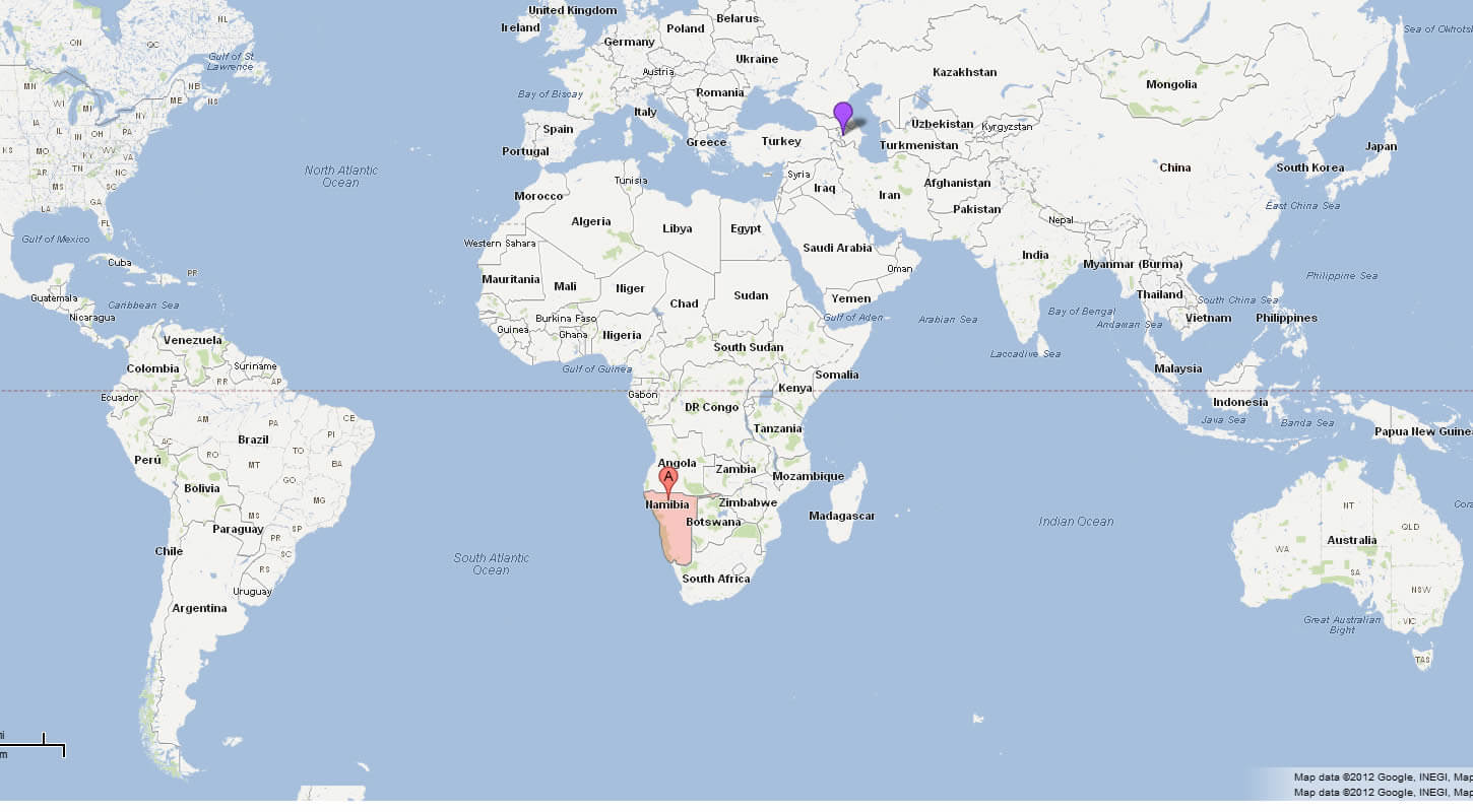 map of namibia world